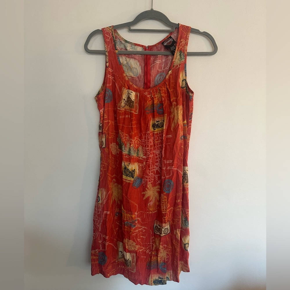 Vintage Harley-Davidson Women’s‎ Sleeveless Map Print Dress Size Small